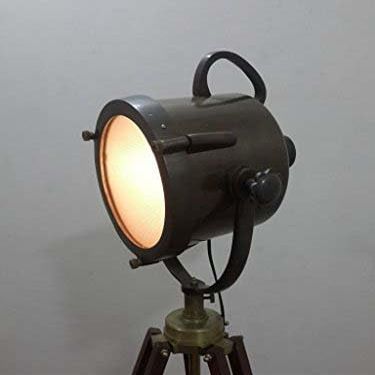 THOR INSTRUMENTS Antique Designer Searchlight Spot Floor Lamp Lighting Wooden Tripod Stand Rustic Vintage Home Decor Gifts