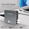 SIIG USB C Charger 5 Port 45W with Quick Charge 3.0, USB Type C & QC 3.0 Desktop Charging Station Plus Phone / Tablet Organizer Stand Black AC-PW1714-S1 view 3