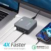 SIIG USB C Charger 5 Port 45W with Quick Charge 3.0, USB Type C & QC 3.0 Desktop Charging Station Plus Phone / Tablet Organizer Stand Black AC-PW1714-S1 view 4