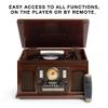 Victrola Navigator 8-in-1 Bluetooth Record Player with Built-in Speakers 3 Speed Turntable, CD Player, Cassette, FM Radio, USB, RCA Out, Headphone Jack, Wireless Music Streaming, Real Wood (Espresso) view 3