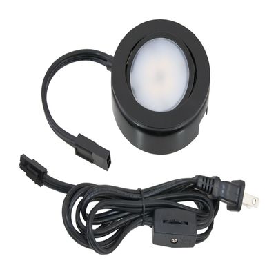 MVP Single Puck Kit, Easy to Install Dimmable Swivel Puck Lights, Linkable, cETLus Listed, 2-3/4-Inch Diameter, 4.3-Watt, 2700K Black Finish, Single Puck Kit