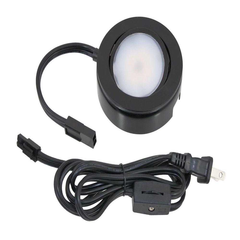 MVP Single Puck Kit, Easy to Install Dimmable Swivel Puck Lights, Linkable, cETLus Listed, 2-3/4-Inch Diameter, 4.3-Watt, 2700K Black Finish, Single Puck Kit