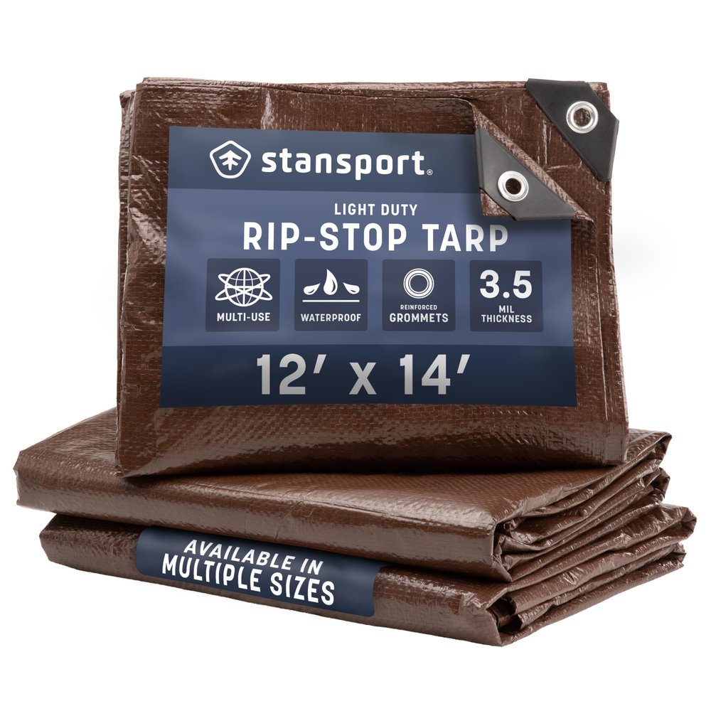 Stansport Light-Duty Rip-Stop Tarp 12' x 14' - Brown