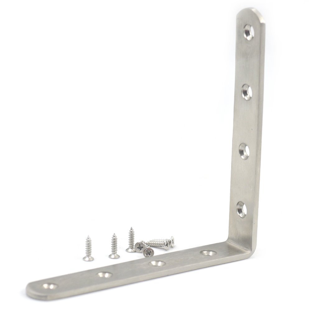 Fujiyuan 5 PCS 150mm x 25mm Hinge Corners Stainless Steel Corner Brace Joint L shape Angle Bracket Furniture Fitting Holes Connector DIY