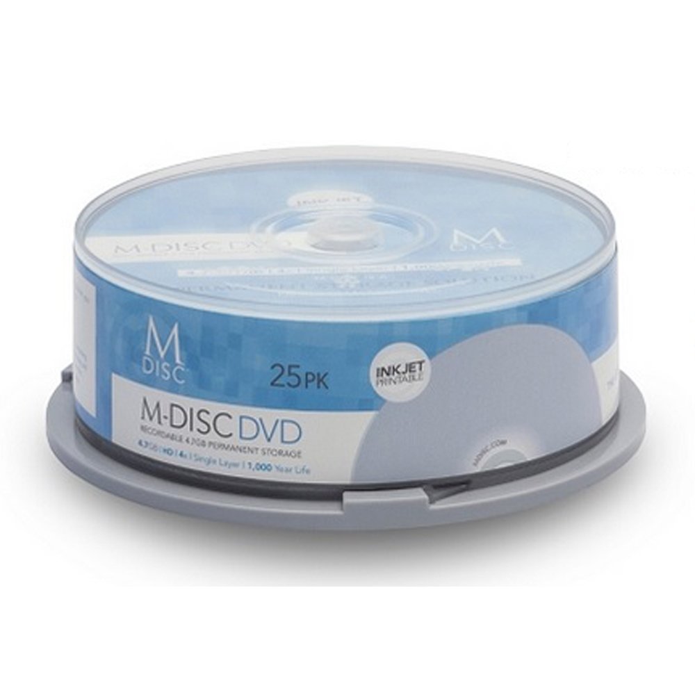 50 Pack Millenniata M-Disc DVD 4.7GB 4X HD White Inkjet Printable 1000 Year Permanent Data Archival / Backup Blank Media Recordable Disc