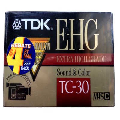 4 Pack Camcorder VHS-C 30 Minutes Each. TDK TC-30EGH