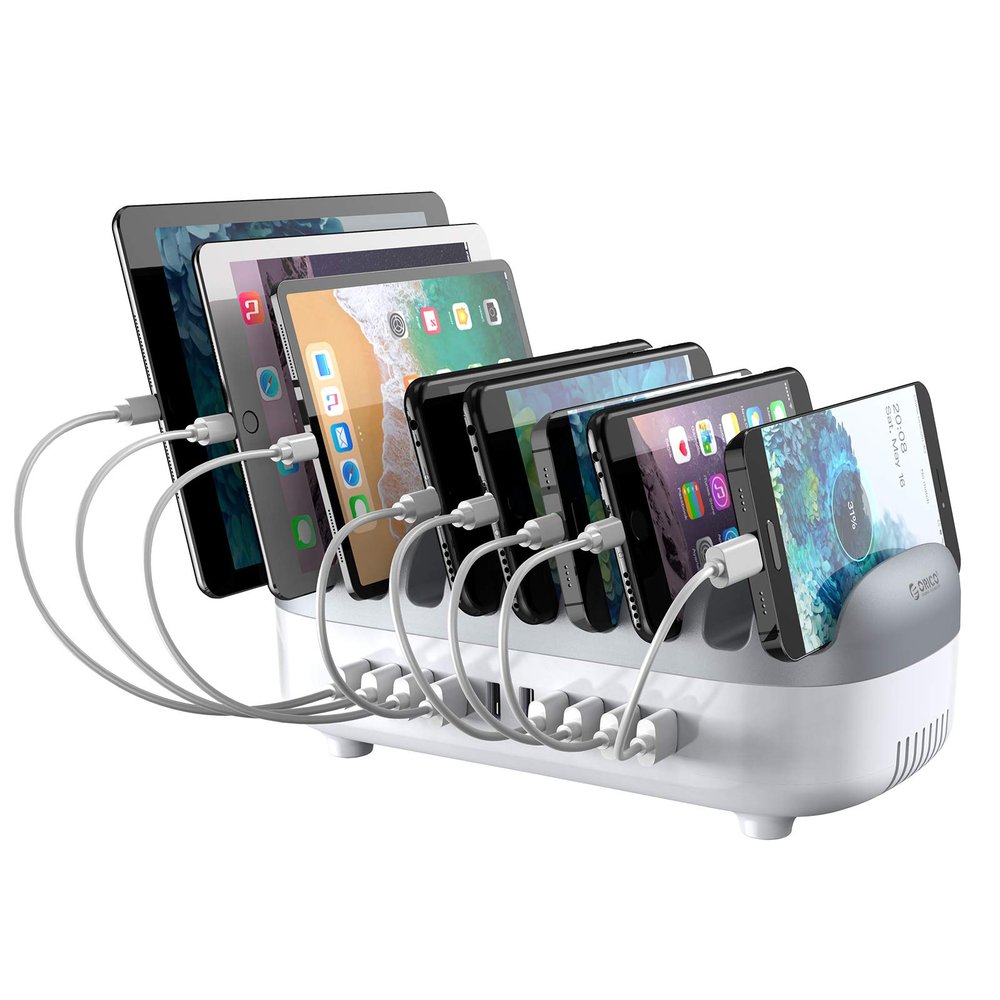 ORICO USB Charging Station, 120W Charging Docking Organizer for Multiple Devices, 10-Ports USB Charging Station Compatible with iPad, iPhone, Tablet, Kindle and Cell Phones (Cables not Included)