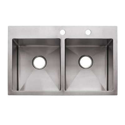 Franke Vector 33" Dual Mount Double Bowl Kitchen Sink with Fast-in Installation System, Stainless Steel