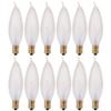 KOR 15W Frosted Flame Tip Incandescent Bulbs, Candelabra E12, 12-Pack view 1