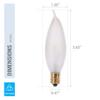 KOR 15W Frosted Flame Tip Incandescent Bulbs, Candelabra E12, 12-Pack view 3