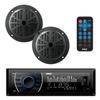 Pyle Marine Headunit Receiver Speaker Kit - In-Dash LCD Digital Stereo Built-in Bluetooth & Microphone w/ AM FM Radio System 5.25 Waterproof Speakers (2) MP3/SD Readers & Remote Control-PLMRKT46BK view 1