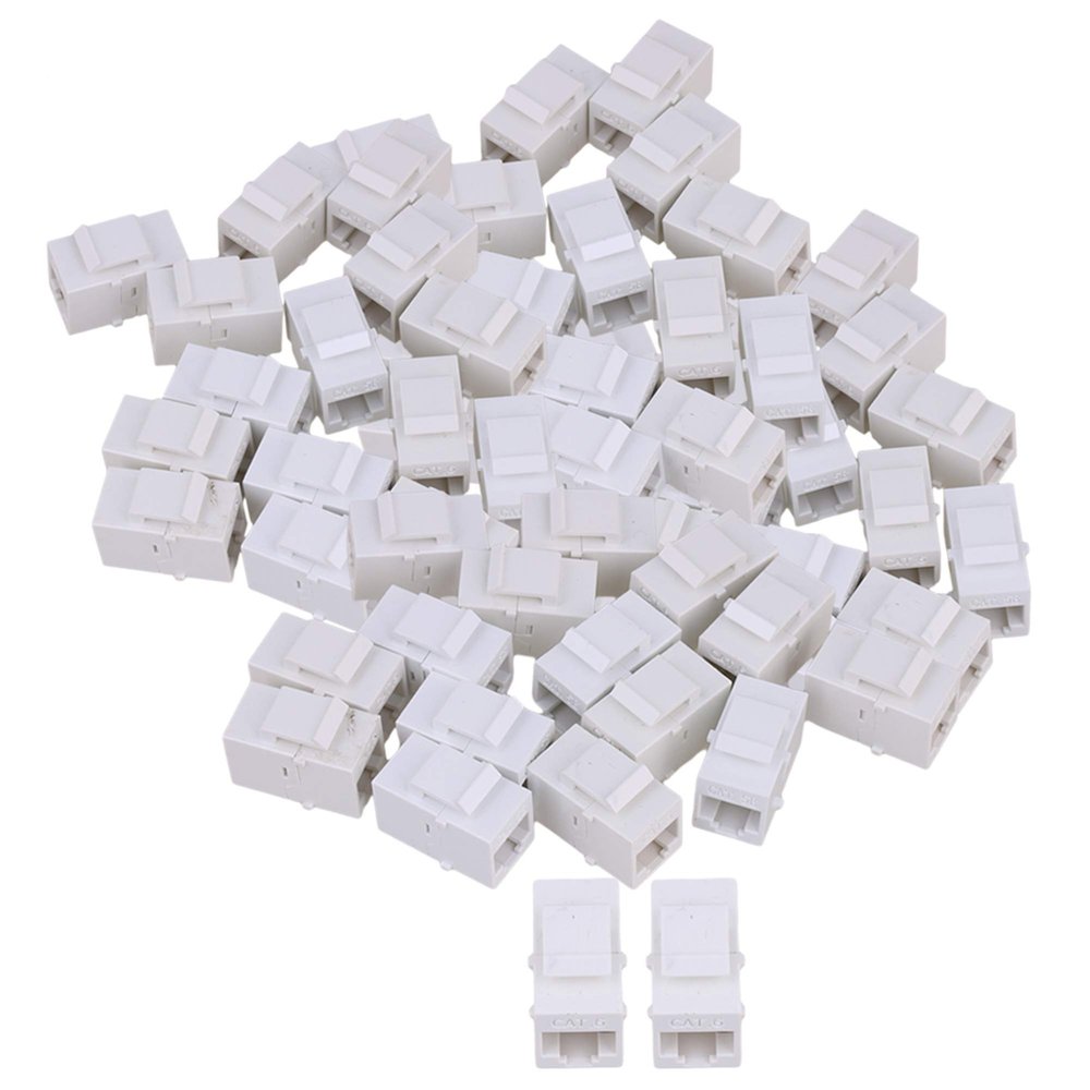 RDEXP Cat6 RJ45 Ethernet Inline Jack Coupler Keystone Female to Female Adapter Plug Set of 50