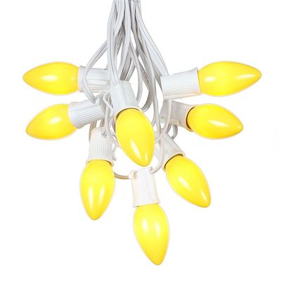 Novelty Lights Yellow Ceramic C9 Christmas String Lights, White Wire