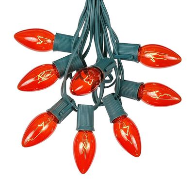 Novelty Lights C9 Orange Christmas String Light Set, 25 Foot, Green Wire