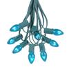 Novelty Lights C7 Teal Christmas Lights, 25 Foot, Connectable Green Wire view 1