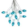 Novelty Lights C7 Teal Christmas Lights, White Wire, 25 Foot String view 1