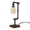 LAKIQ Industrial Vintage Desk Lamp Retro Water Pipe Table Lamp Light with Bird Cage for Bedroom Living Room Dinning Room Cafe Bar view 2