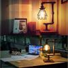 LAKIQ Industrial Vintage Desk Lamp Retro Water Pipe Table Lamp Light with Bird Cage for Bedroom Living Room Dinning Room Cafe Bar view 4