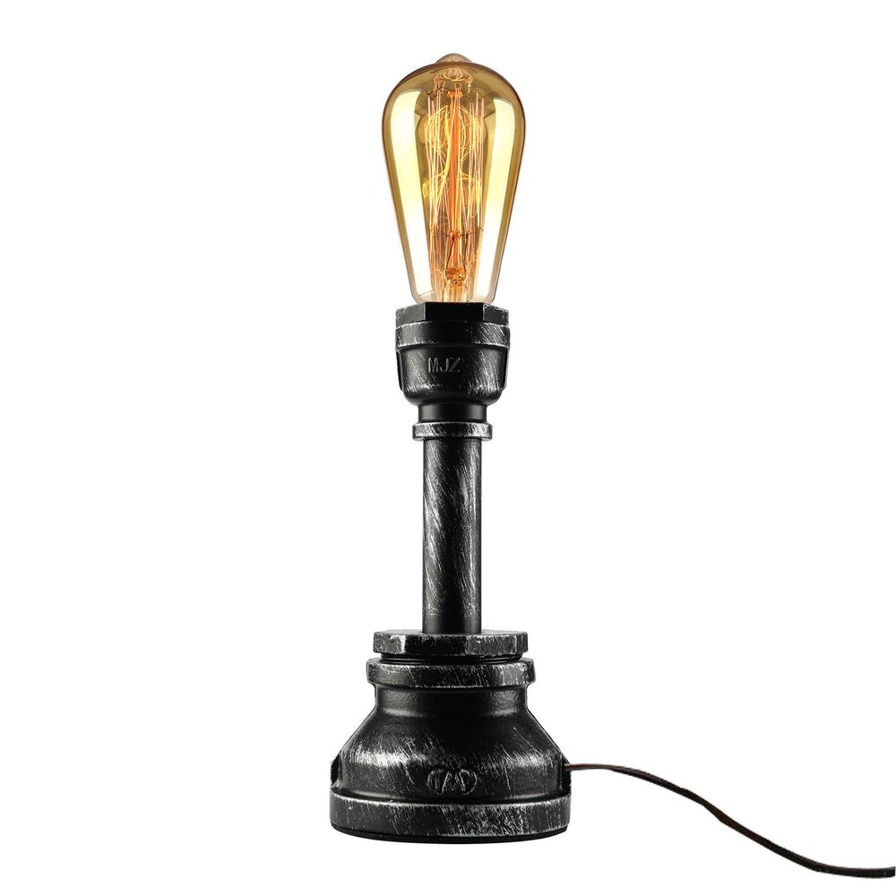 LAKIQ Steampunk Desk Lights Retro Water Pipe Industrial Table Lamp Fixture for Office Bedroom Living Room Home Decor