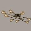 LAKIQ Industrial Vintage Semi Flush Ceiling Light 8 Lights Antique Brass Water Pipe Barn Chandelier Lighting Fixture with Metal Cage for Living Room Bedroom Bar Restaurant view 1