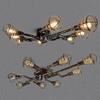 LAKIQ Industrial Vintage Semi Flush Ceiling Light 8 Lights Antique Brass Water Pipe Barn Chandelier Lighting Fixture with Metal Cage for Living Room Bedroom Bar Restaurant view 2