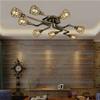 LAKIQ Industrial Vintage Semi Flush Ceiling Light 8 Lights Antique Brass Water Pipe Barn Chandelier Lighting Fixture with Metal Cage for Living Room Bedroom Bar Restaurant view 4