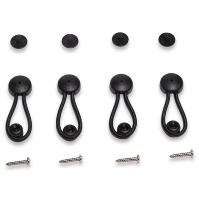 Stayput Fasteners 6 5/8" Standard Size Black Bungee Shock Cord & Fastener for Boat Canvas (4 Pack) with Knobs and #10 Stainless Titanium Screws