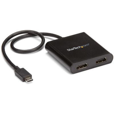 StarTech.com USB-C to Dual HDMI Adapter, USB Type-C Multi-Monitor MST Hub, Dual 4K 30Hz/1080p 60Hz HDMI Laptop Display Extender / Splitter, Extra-Long Built-In Cable, Windows Only (MSTCDP122HD)