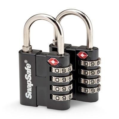 SnapSafe TSA Approved PadLocks 2 Pack, 76020 - All Metal 4 Digit Combination Locks with a Thick Shackle, Inspection Indicator, & Easy to Read Dials-Travel Lock for Hard Case Luggage/Gun Case/Backpacks