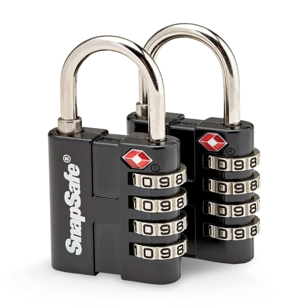 SnapSafe TSA Approved PadLocks 2 Pack, 76020 - All Metal 4 Digit Combination Locks with a Thick Shackle, Inspection Indicator, & Easy to Read Dials-Travel Lock for Hard Case Luggage/Gun Case/Backpacks