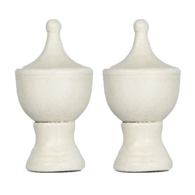 Urbanest Set of 2 Urn Lamp Finials, 1 3/4-inch Tall, Distressed White