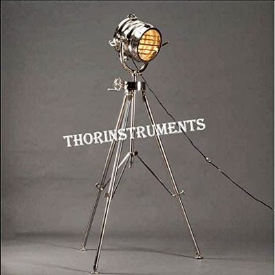 THOR INSTRUMENTS Designer Nautical Tripod Lamp Steel with Chrome Finish Theater Spot Light Searchlight Stand Home Decor Rustic Vintage Home Decor Gifts
