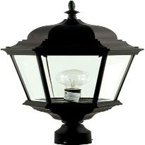 Dabmar Lighting GM235-B Post Top Fixture, Incand 120V, Black Finish