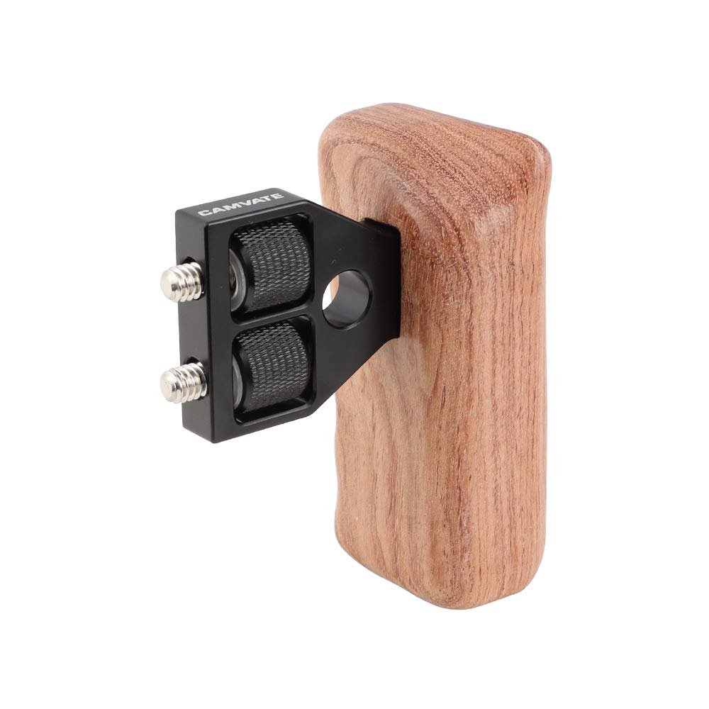 CAMVATE DSLR Wooden Handle for Right Grip Mount Support for DV Video Cage Rig(Right Hand) - 1476