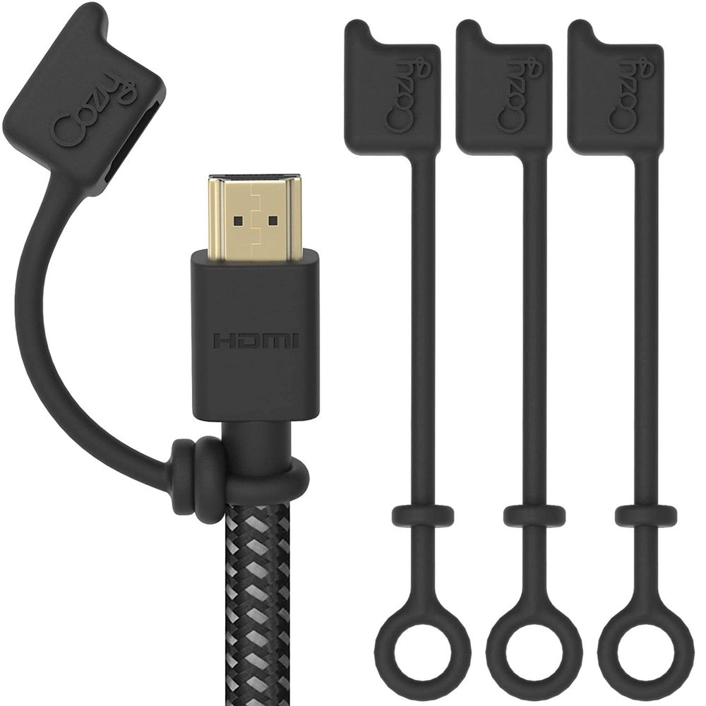 10-Pack Cozy HDMI Caps for HDMI Cables/Cords/Tether - Provides Dust and Oxidation Protection, Projection Adapter Cover, Protects During Travel, Portable, Designed by Cozy (Black)