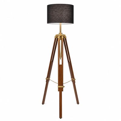 THOR INSTRUMENTS Vintage Tripod Floor LAMP Nautical Adjustable Tripod Wooden Stand Living Room Decor Rustic Vintage Home Decor Gifts (Without Lamp Shade)