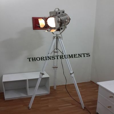 THOR INSTRUMENTS Hollywood Replica Chrome Spot Light Lam,p with White Tripod Stand Rustic Vintage Home Decor Gifts