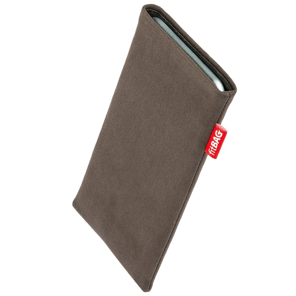 fitBAG Rock Taupe Custom Tailored Sleeve for LeEco Le X850. Fine Suit Fabric Pouch with Integrated Microfibre Lining for Display Cleaning