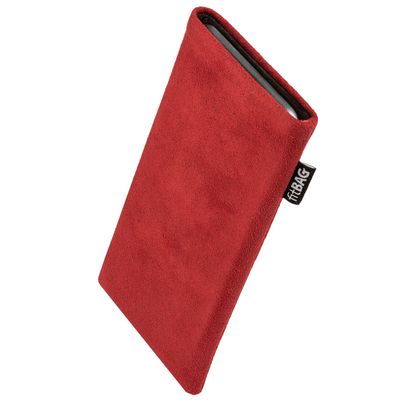 fitBAG Classic Red Custom Tailored Sleeve for LeEco Le X850. Genuine Alcantara Pouch with Integrated Microfibre Lining for Display Cleaning