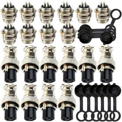Lsgoodcare GX12-5 Pin Metal Aviation Plug Kit 5A, 10Pairs 12MM 5 Pin Aviation Connector Thread Male Female Panel Socket and 10Pcs Aviation Plugs Cap