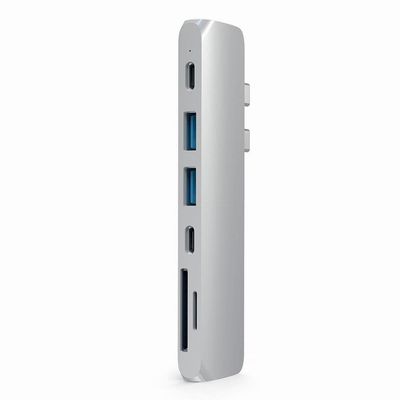 Satechi Aluminum Type-C Pro Hub Adapter with USB-C PD (40 Gbps), 4K HDMI, USB-C Data, SD/Micro Card Reader, USB 3.0 - Compatible with 2021 MacBook Pro M1 Pro & Max, 2020 MacBook Air/Pro M1 (Silver)