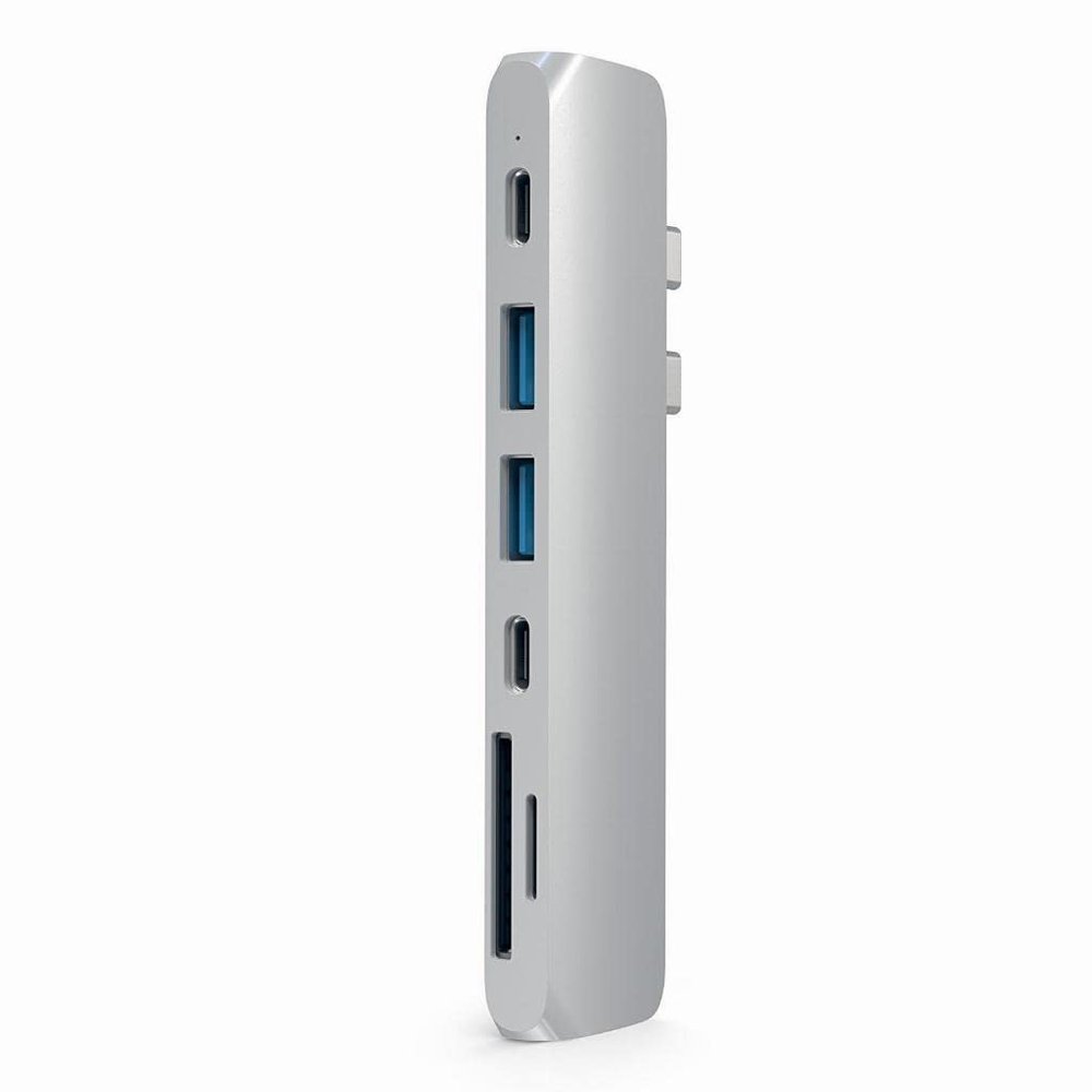 Satechi Aluminum Type-C Pro Hub Adapter with USB-C PD (40 Gbps), 4K HDMI, USB-C Data, SD/Micro Card Reader, USB 3.0 - Compatible with 2021 MacBook Pro M1 Pro & Max, 2020 MacBook Air/Pro M1 (Silver)
