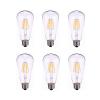 Low Voltage E27 LED Bulb 12V 24V 36V ST64 6W Filament Edison LED 2700K Yellow Warm White AC/DC12-36V for RV Camper Marine,Solar Power Light and Off Grid 6-Pack view 1