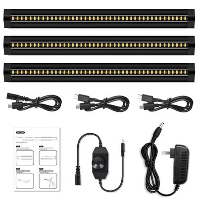 inShareplus LED Under Cabinet Lighting, 13 inch Dimmable, Warm White 3500K, CRI90+, 450Lumens, DC 12V Ultra Thin Under Counter Kitchen Lighting for Kitchen, Shelf, Cupboard, Black, 3 Pack