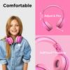 LilGadgets Connect+ Pro Wired Kids Headphones for School with Microphone, Volume Limiting Over-Ear Headset with Cord, SharePort Technology & SoftTouch Padding, Pink view 2
