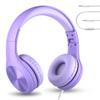 LilGadgets Connect+ Pro Wired Kids Headphones for School with Microphone, Volume Limiting Over-Ear Headset with Cord, SharePort Technology & SoftTouch Padding, Purple view 1