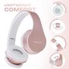 PowerLocus Wireless Bluetooth Over-Ear Stereo Foldable Headphones, Wired Headsets with Built-in Microphone for iPhone, Samsung, LG, iPad (Rose Gold) view 2