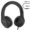 LilGadgets Connect+ Pro Wired Kids Headphones for School with Microphone, Volume Limiting Over-Ear Headset with Cord, SharePort Technology & SoftTouch Padding, Black view 1