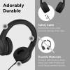 LilGadgets Connect+ Pro Wired Kids Headphones for School with Microphone, Volume Limiting Over-Ear Headset with Cord, SharePort Technology & SoftTouch Padding, Black view 3