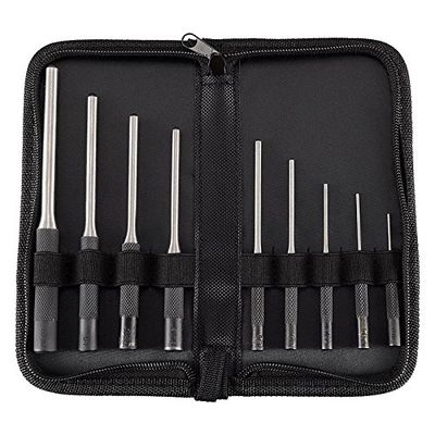 Best Gunsmith Grip Roll Pin Punch Tool Set in Zippered Organizer Carry Case (9 Pieces) BOOSTEADY